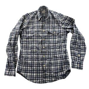 J.Crew Mens Madras Shirt Small Blue Plaid Long Sleeve Button-Up Cotton Tailored